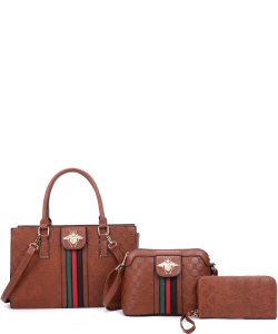 3 in 1 Bee Fashion Handbag Set RYXM21163 BROWN